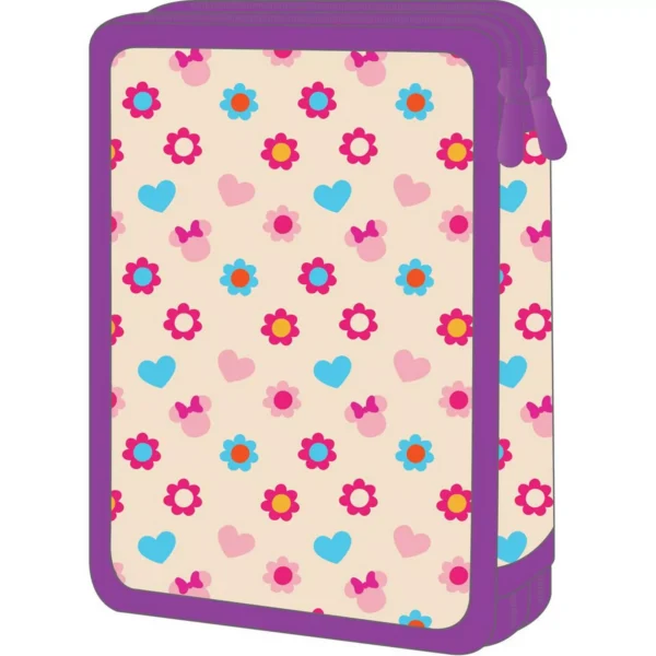 School Pencil Case Double Filled Disney Minnie Mouse Love Must Team