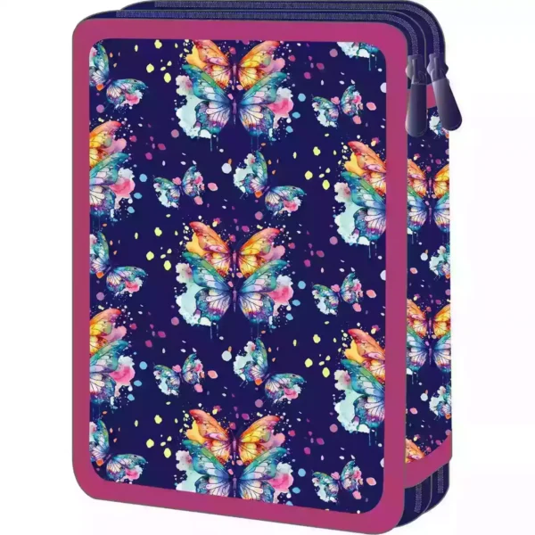 School Pencil Case Double Filled Must Team Butterfly
