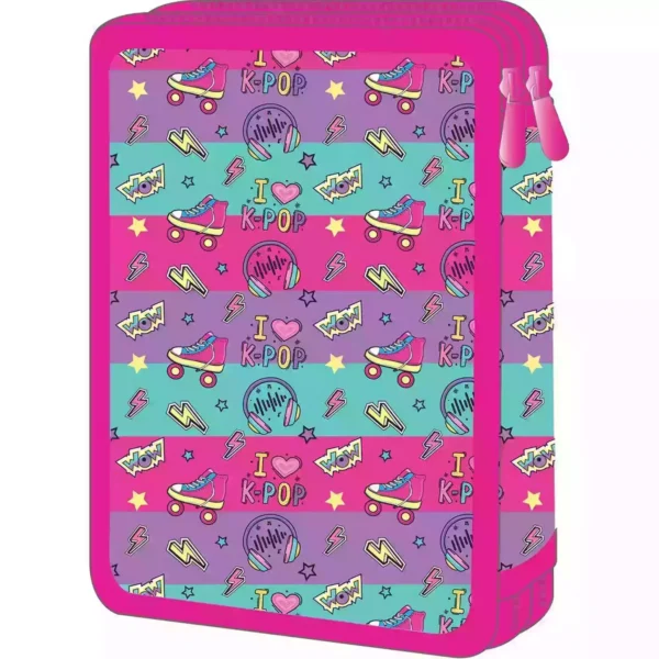 School Pencil Case Double Filled Must Team I Love K-Pop