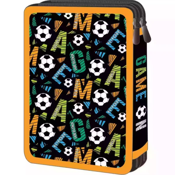 School Pencil Case Double Filled Must Team Game On