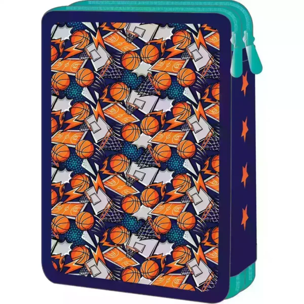 School Pencil Case Double Filled Must Team Basketball