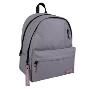 Τσάντα Πλάτης Must Team Monochrome Γκρι Ανοιχτό με Ροζ 2 Κεντρικές Θήκες