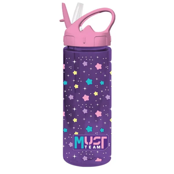 Water Canteen Must Team 500ml Plastic with Straw 4 Designs