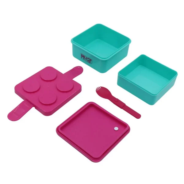 Lunch Box 2 in 1 Must Team 850ml + 500ml PP Plastic with spoon 2 Colors