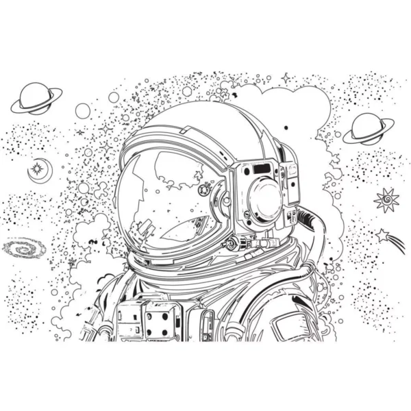 Painting Block Must Team Football - Astronaut with Stickers-Stencils- 2 Coloring Pages 2 Designs