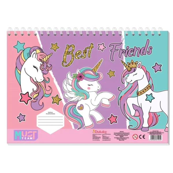 Painting Block Must Team Fashion Girl - Unicorn with Stickers-Stencils- 2 Coloring Pages 2 Designs