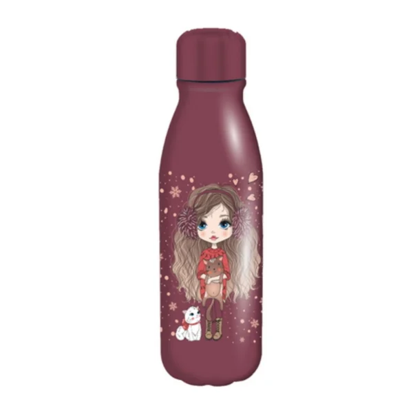 Lunch Set Must Team Girl In Winter With Fur Lunch Box PP 800ml-Aluminium Water Canteen 500ml