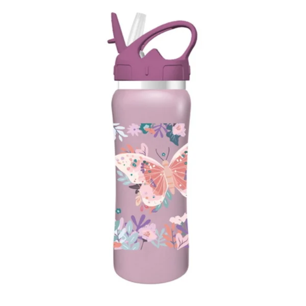 Lunch Set Must Team Butterflies Lilac Lunch Box PP 800ml-Stainless Steel Water Canteen 500ml