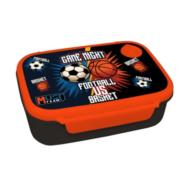 Lunch Set Must Team Football Vs Basketball Lunch Box PP 800ml-Stainless Steel Water Canteen 500ml