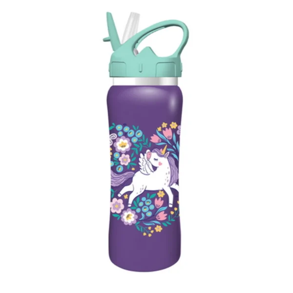 Lunch Set Must Team Purple Unicorn Lunch Box PP 800ml-Stainless Steel Water Canteen 500ml